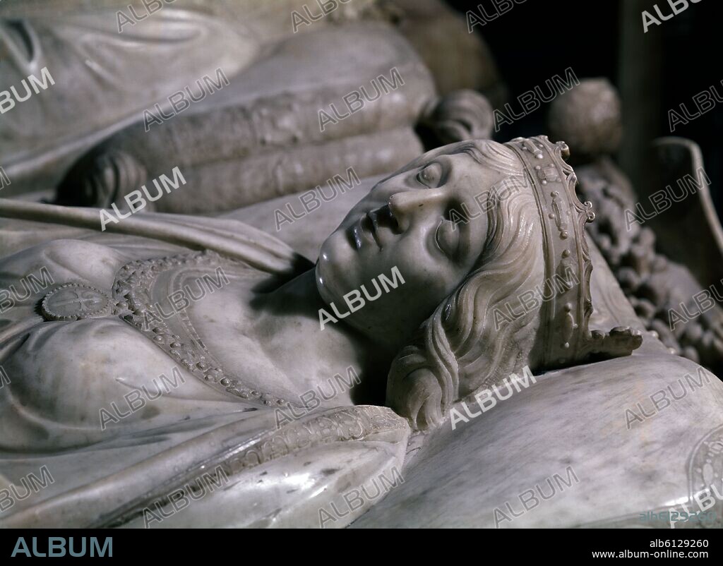 DOMENICO FANCELLI. SEPULCRO DE LOS REYES CATOLICOS - DETALLE DE LA ESCULTURA YACENTE DE ISABEL LA CATOLICA - SIGLO XVI.