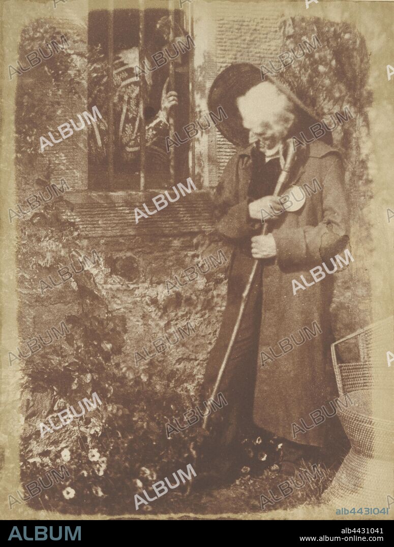 Mrs. Elizabeth Cockburn Cleghorn and John Henning as Miss Wardour and Eddie Ochiltree from Sir Walter Scott's The Antiquary, Hill & Adamson (Scottish, active 1843 - 1848), 1846 - 1847, Salted paper print from a Calotype negative, 20.6 x 15.7 cm (8 1/8 x 6 3/16 in.).