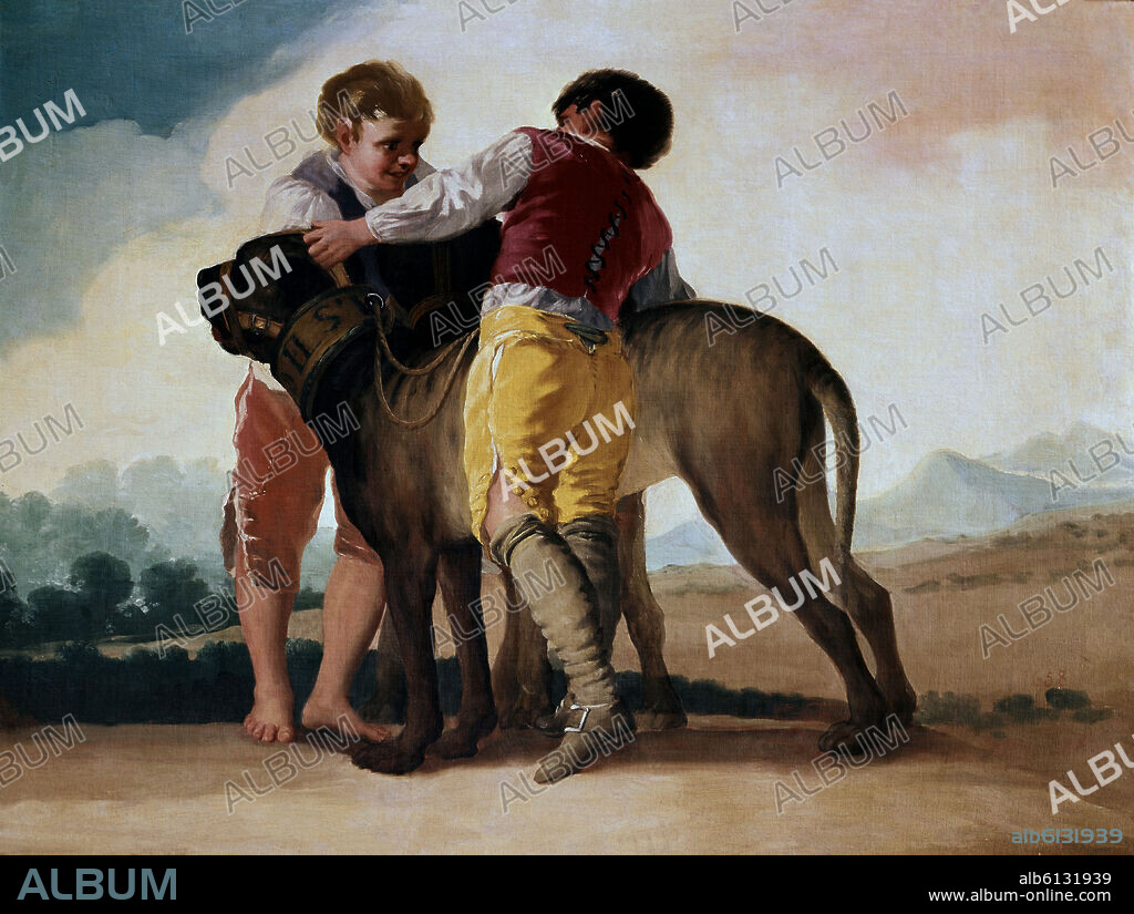 FRANCISCO DE GOYA. NIÑOS CON PERROS DE PRESA  - 1786-1787 - OLEO/LIENZO - 112x145 - NP 2524 - CARTON PARA TAPIZ.