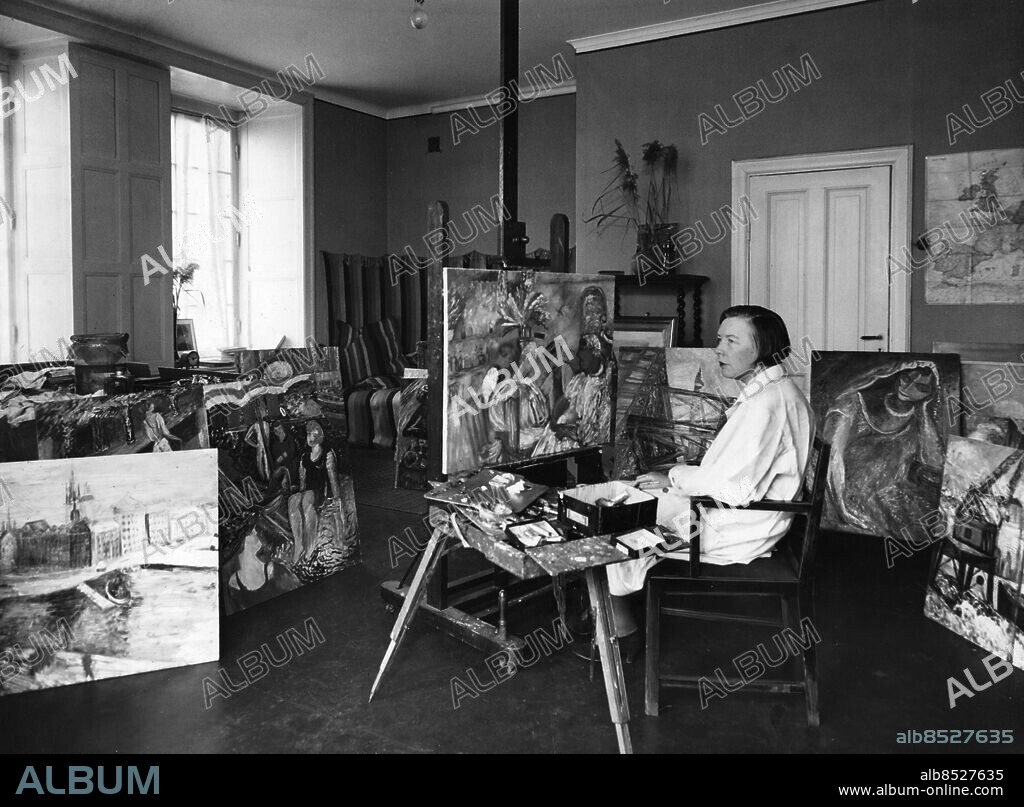 STOKCHOLM 1934.Sigrid Hjertén, 1885-1948, målare, 1911-37 gift med Isaac Grünewald.. Foto: Bertil Norberg Kod: 1060.