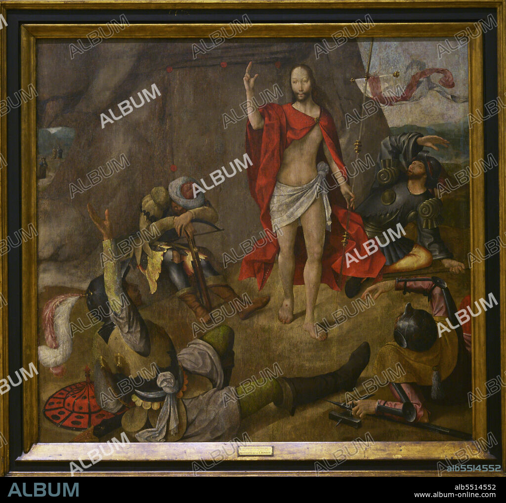 FREI CARLOS. PORTUGUESE RENAISSANCE PAINTER. ACTIVE FROM 1517 TO 1540.. Frei Carlos. Portuguese Renaissance painter, active between 1517 and 1540. The Resurrection. Oil on oak wood, 1520-1530. From the Espinheiro Monastery, Evora, Portugal. National Museum of Ancient Art. Lisbon, Portugal.