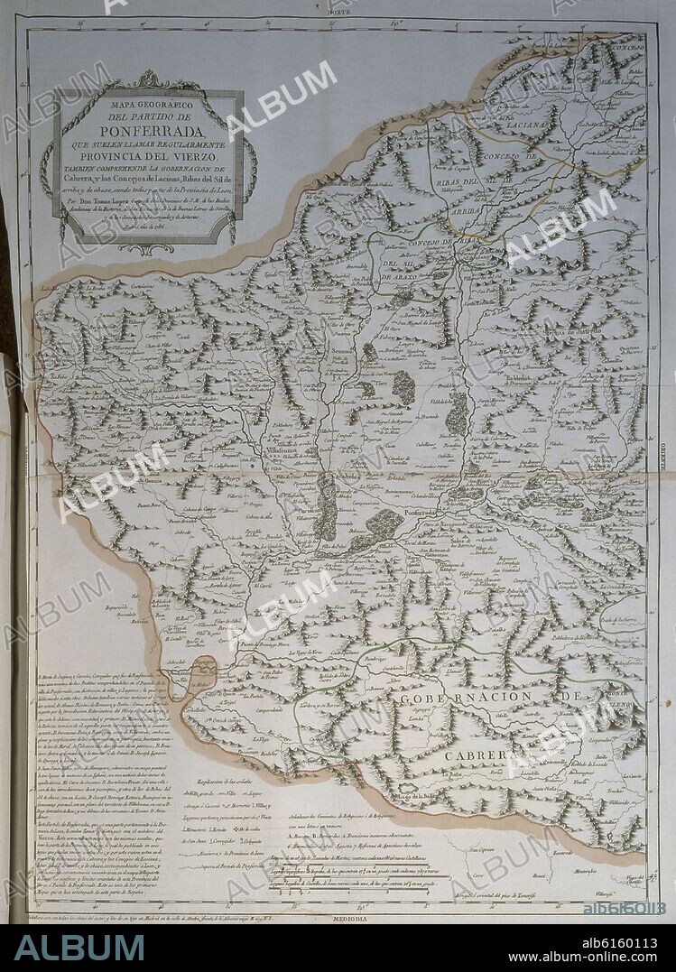 TOMÁS LÓPEZ. MAPA PARTIDO DE PONFERRADA O PROVINCIA BIERZO(1786).