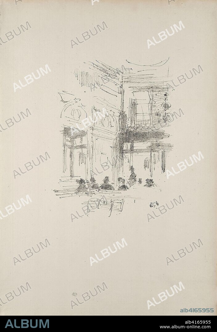 JAMES MACNEILL WHISTLER. Gatti's. James McNeill Whistler; American, 1834-1903. Date: 1890. Dimensions: 173 x 133 mm (image); 367 x 240 mm (sheet). Transfer lithograph in black on ivory laid paper. Origin: United States.