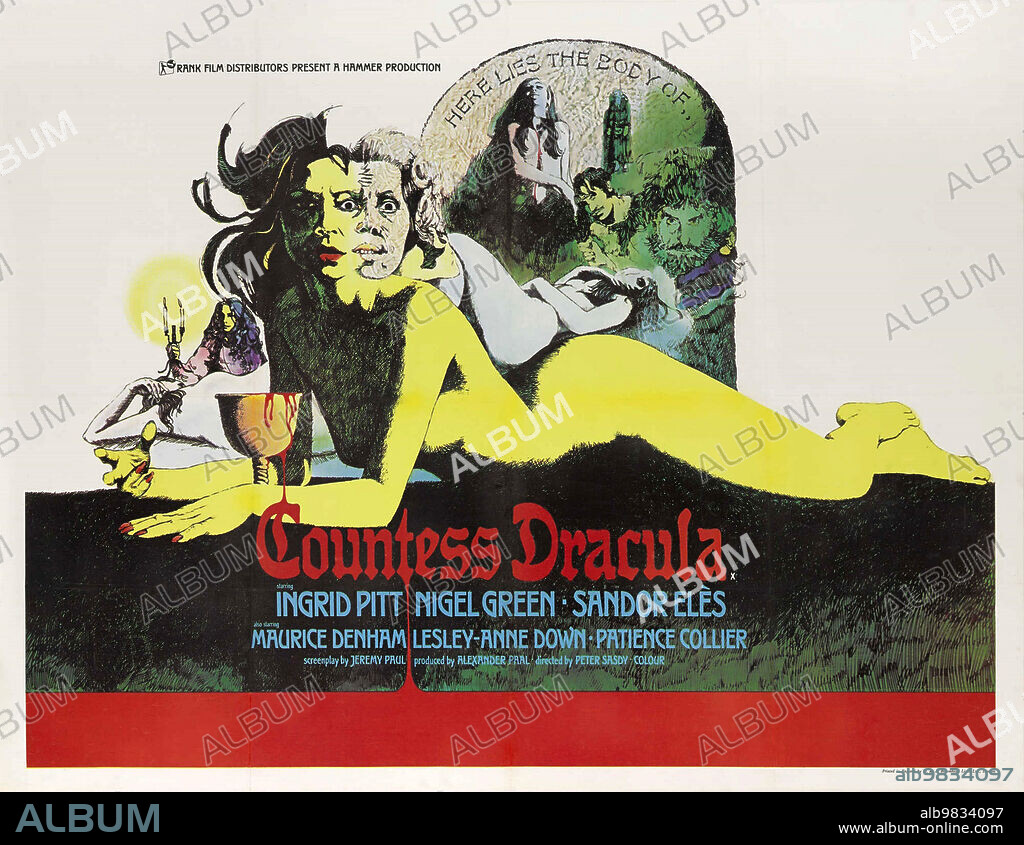 Poster de LA CONDESA DRACULA, 1971 (COUNTESS DRACULA), dirigida por PETER SASDY. Copyright The Rank Organisation / Hammer Productions.