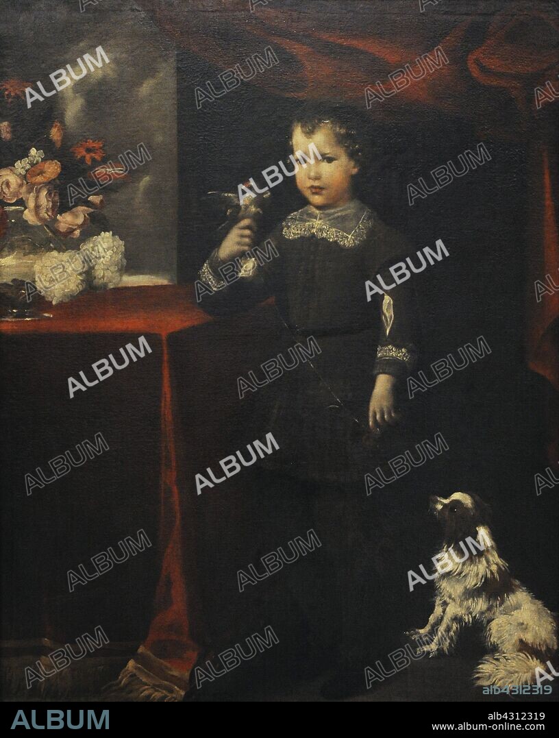 Baltasar Carlos de Austria (1629-1646). Príncipe de Asturias, Viana y Gerona. Hijo de Felipe IV e Isabel de Francia. El Príncipe Baltasar Carlos, hacia 1635. Retrato por el Círculo de Diego Rodríguez de Silva y Velázquez (1599-1660). Museo de Historia. Madrid. España. (En depósito, cedido por el Museo Nacional del Prado, Madrid) .