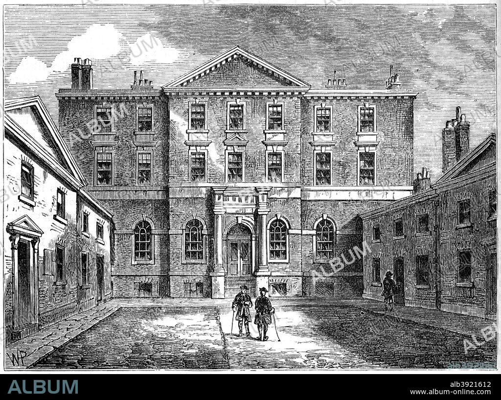 The Albany, 1805 (1891). The Albany is an apartment complex in Piccadilly. From Old and New London: a Narrative of its History, its People and its Places, volume IV, by Edward Walford, pulished by Cassell and Company (1891).