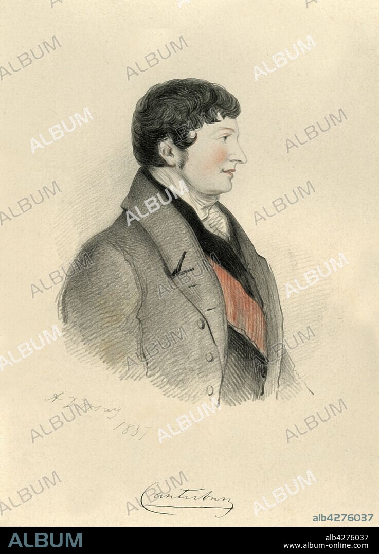 ALFRED D'ORSAY. Charles Manners Sutton, 1st Viscount Canterbury, 1837. Portrait of British politician Charles Manners Sutton (1780-1845), Speaker of the House of Commons. From "Portraits by Count D'Orsay", an album assembled by Lady Georgiana Codrington. [1850s].