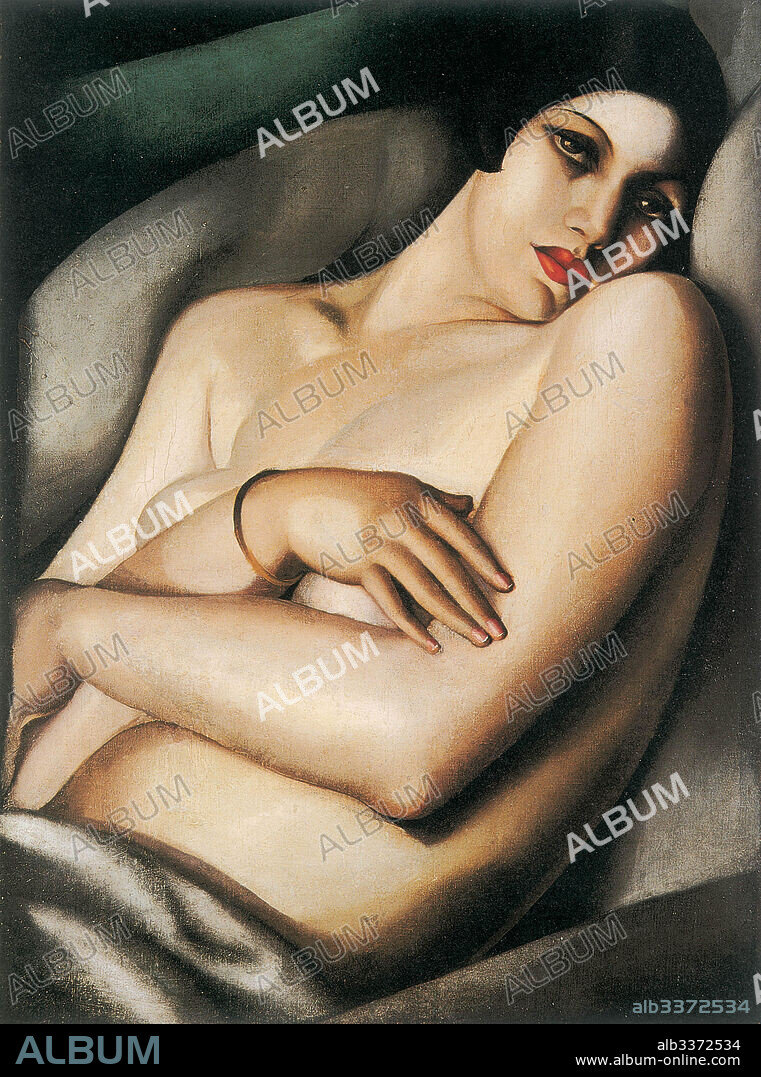 TAMARA DE LEMPICKA. Rafaëla against a Green Background (The Dream).