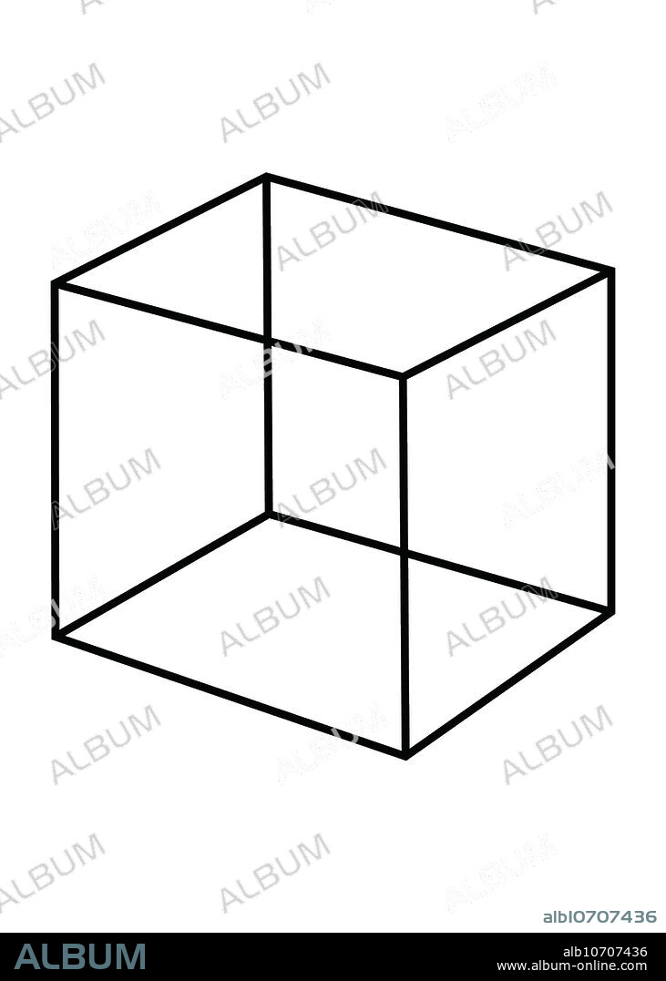 Optical Illusion, Necker Cube, Illustration.