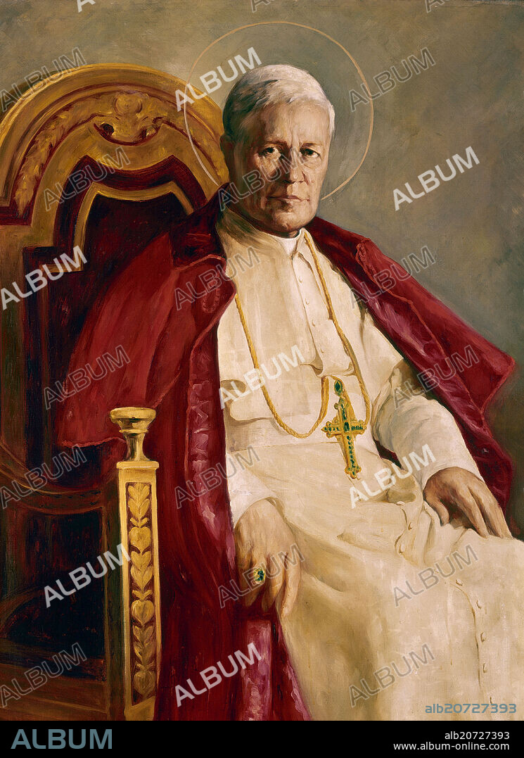 RETRATO DEL PAPA PIO X 1835-1914-GIUSEPPE SARTO QUE FUE PAPA 1903-1914.