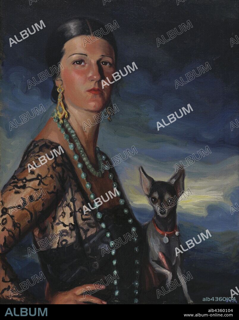 Herminia Rodriguez-Borrell Feijoo (1897-1971). Lady of the Galician bourgeoisie. Portrait by Elena Olmos Mesa (1899-1983), 1930-1936. Museum of Fine Arts. A Coru–a, Galicia, Spain.