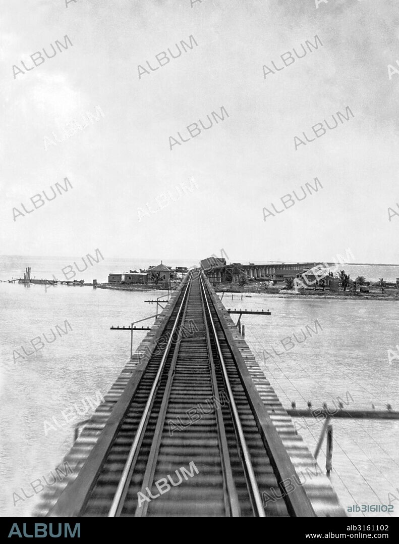 Key West, Florida: c. 1922 A tiny fishing vllage on of the small keys in Key West, Florida. It is connected to the rest of Florida by the Overseas Railway extension of Henry Flagler's Florida East Coast Railway.