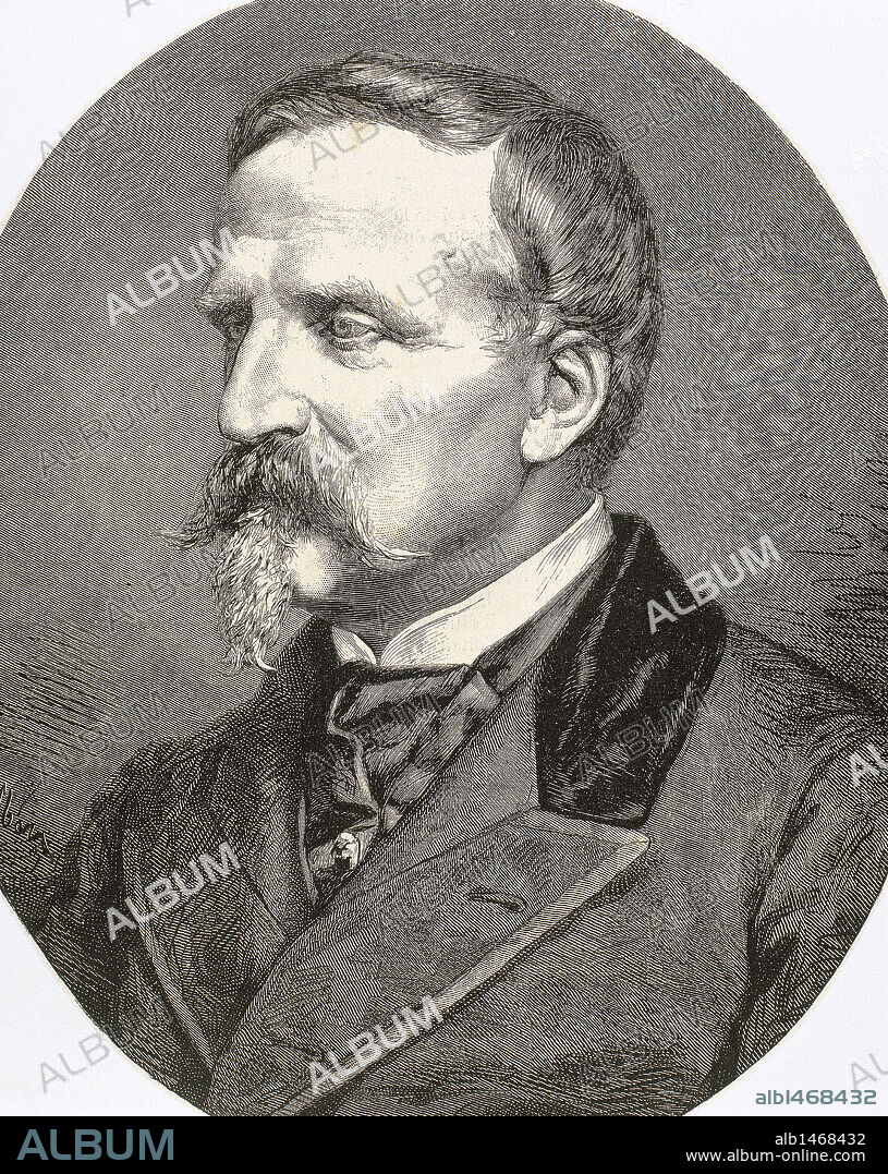 AUMALE, Enrique Eugenio Felipe de Orleans, duque de (París, 1822-Zucco, 1897). Cuarto hijo de Luís Felipe. En 1840 tomó parte en la campaña de Argelia, siendo nombrado gobernador general de los dominios franceses en Africa en 1847. Tras la caida de Luís Felipe en la revolución de 1848, emigró a Gran Bretaña. Grabado.