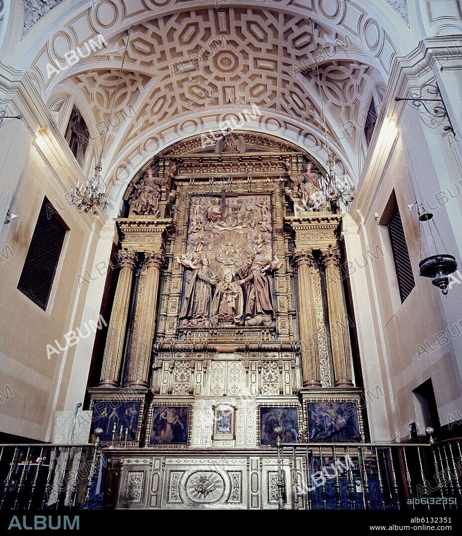 GREGORIO FERNANDEZ. RETABLO MAYOR - SANTA TERESA - SIGLO XVII - ESCULTURA BARROCA Y ALTORRELIEVE - MADERA POLICROMADA - FOTO AÑOS 60.