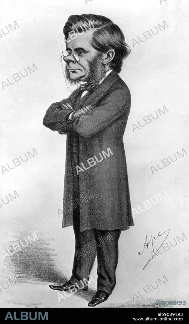 T. H. Huxcley - caricature by 'Ape' in Vanity Fair, at the time of the Oxford meeting. Darwin and the Beagle by Alan Moorhead, page 265.