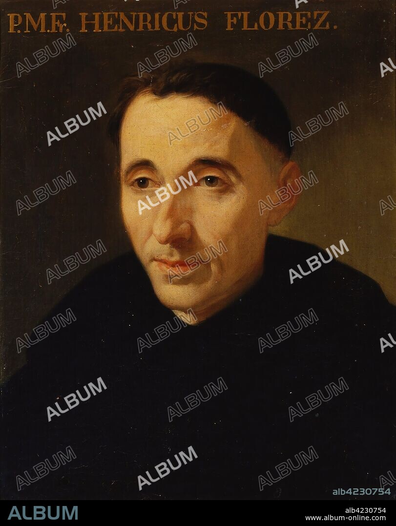 ANDRÉS DE LA CALLEJA. Andrés de la Calleja / 'El padre Enrique Florez'. Siglo XVIII. Óleo sobre lienzo, 47 x 37 cm.