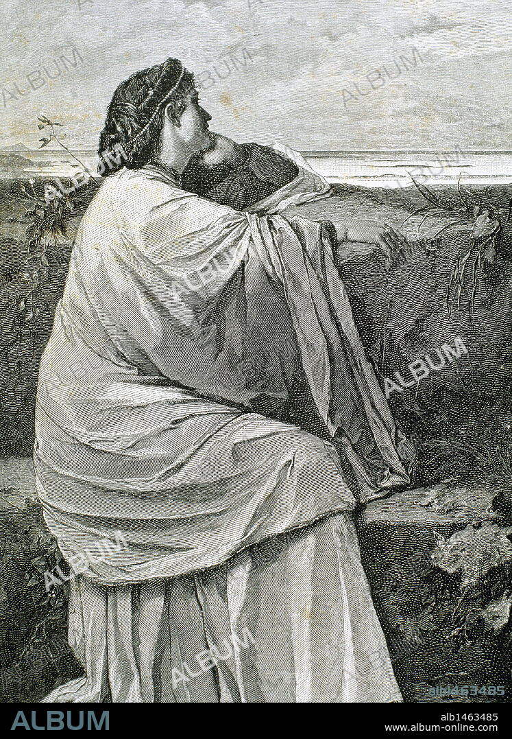 ANSELM FEUERBACH. IFIGENIA. Hija de Agamenón y Clitemnestra. "IFIGENIA EN LA TAURIDE". Grabado por A. Closs.