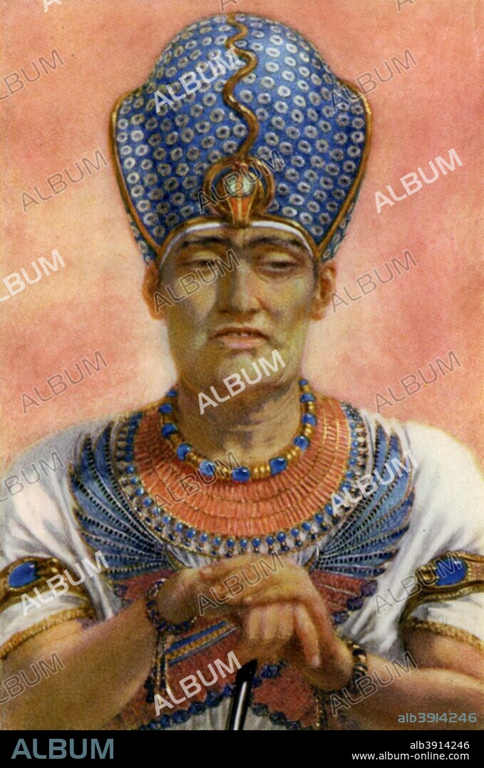 Rameses III, Ancient Egyptian pharaoh of the 20th Dynasty, 12th century BC (1926). Rameses III ruled Egypt from 1187 until 1156 BC. He is regarded as the last great pharaoh of the New Kingdom of Ancient Egypt. A print from Kings and Queens of Ancient Egypt, portraits by Winifred Brunton, Hodder and Stoughton, London, 1926.