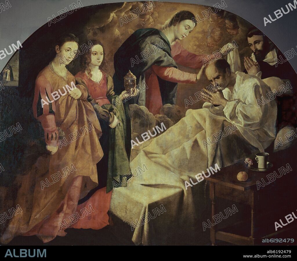 FRANCISCO DE ZURBARAN. LA CURACION MILAGROSA DEL BEATO REGINALDO DE ORLEANS - SIGLO XVII - BARROCO ESPAÑOL.