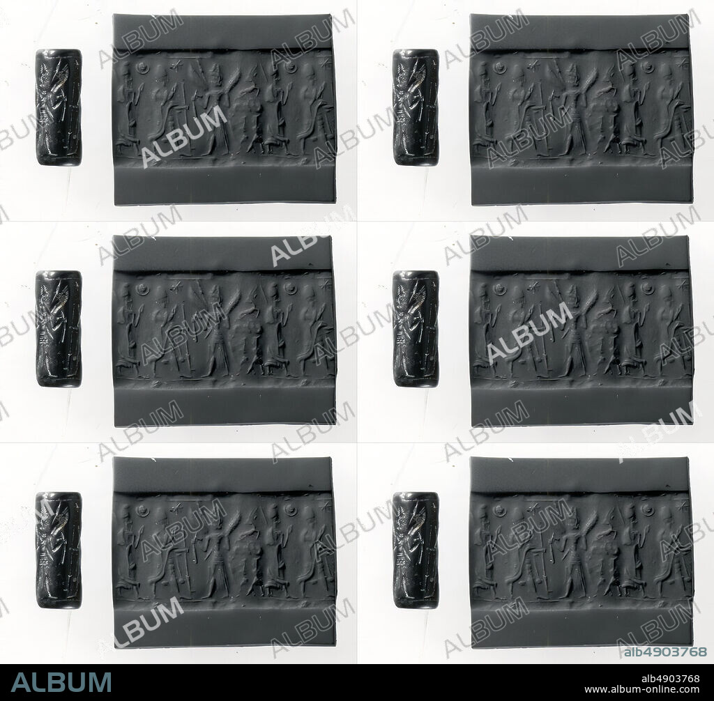 Cylinder seal, Old Syrian, Date ca. 17201650 B.C., Syria, Stone, H. 2.9 cm. x Diam. 1.2 cm, Stone-Cylinder Seals.