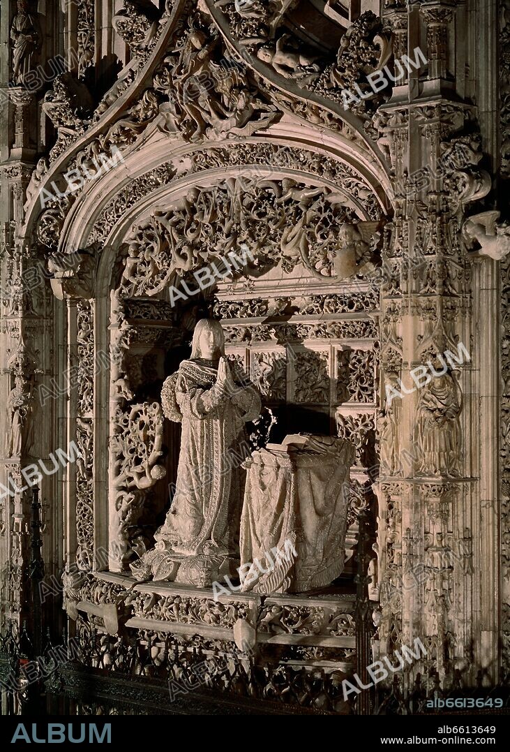 GIL DE SILOE. SEPULCRO EL INFANTE DON ALFONSO - 1489 - ALABASTRO - GOTICO FINAL.