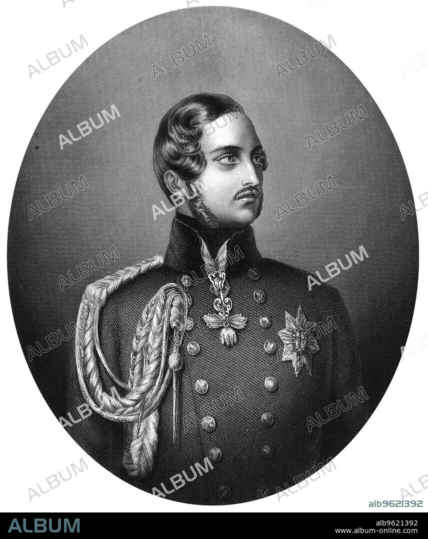 Albert (1819-1861), Prince Consort of Queen Victoria, 1844. Prince Albert of Saxe-Coburg-Gotha married his first cousin, Queen Victoria, in 1840. In 1857 he was given the title Prince Consort and became the Queen's private advisor. He was interested in arts, science and industry and planned the Great Exhibition of 1851. He is pictured wearing military uniform and the star of the Order of the Garter on his left breast and the Order of the Golden Fleece.