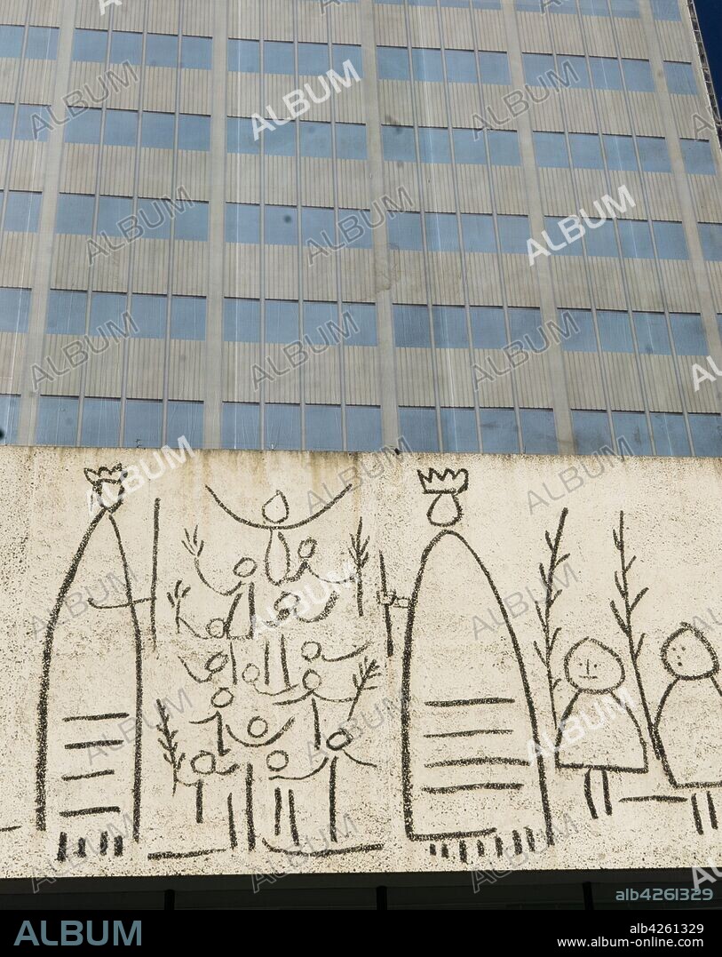 College of architects of Barcelona,Picasso mural, Catalonia, Spain.