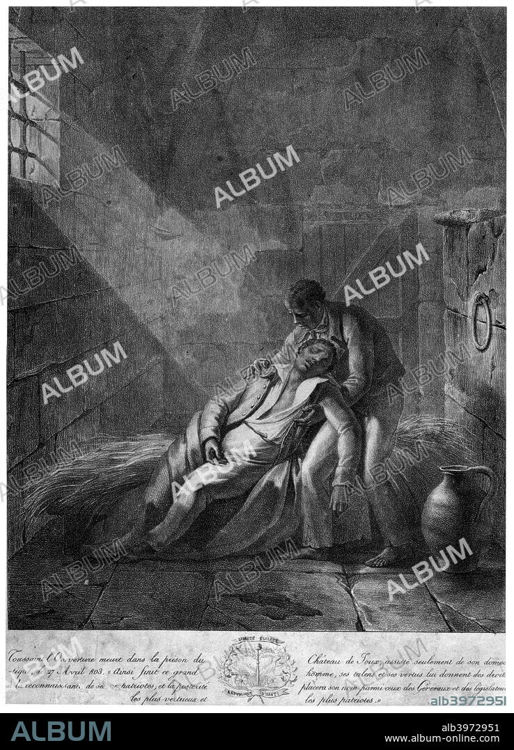 Death of Toussaint Louverture, Haitian Revolutionary leader, 27th April 1803. Francois Dominique Toussaint Louverture led the Haitian independence movement during the French Revolution. He freed the island's slaves and briefly made Haiti a black-governed protectorate of France. The French attempted to regain control of their colony in 1802 when Charles Leclerc, Napoleon's brother-in-law landed on the island. After several months fighting Toussaint Louverture signed a treaty with the French on condition that slavery would not be re-established. Shortly afterwards Leclerc had Toussaint Louverture and his family shipped to France on the pretext that he was plotting an uprising. Toussaint Louverture died from pneumonia in exile in April 1803.