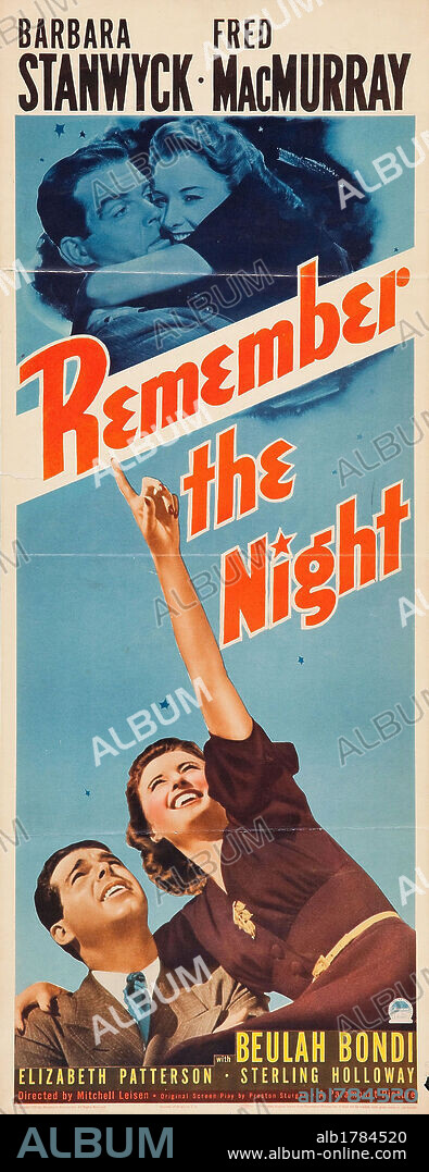 Poster of REMEMBER THE NIGHT, 1940, directed by MITCHELL LEISEN. Copyright PARAMOUNT PICTURES.