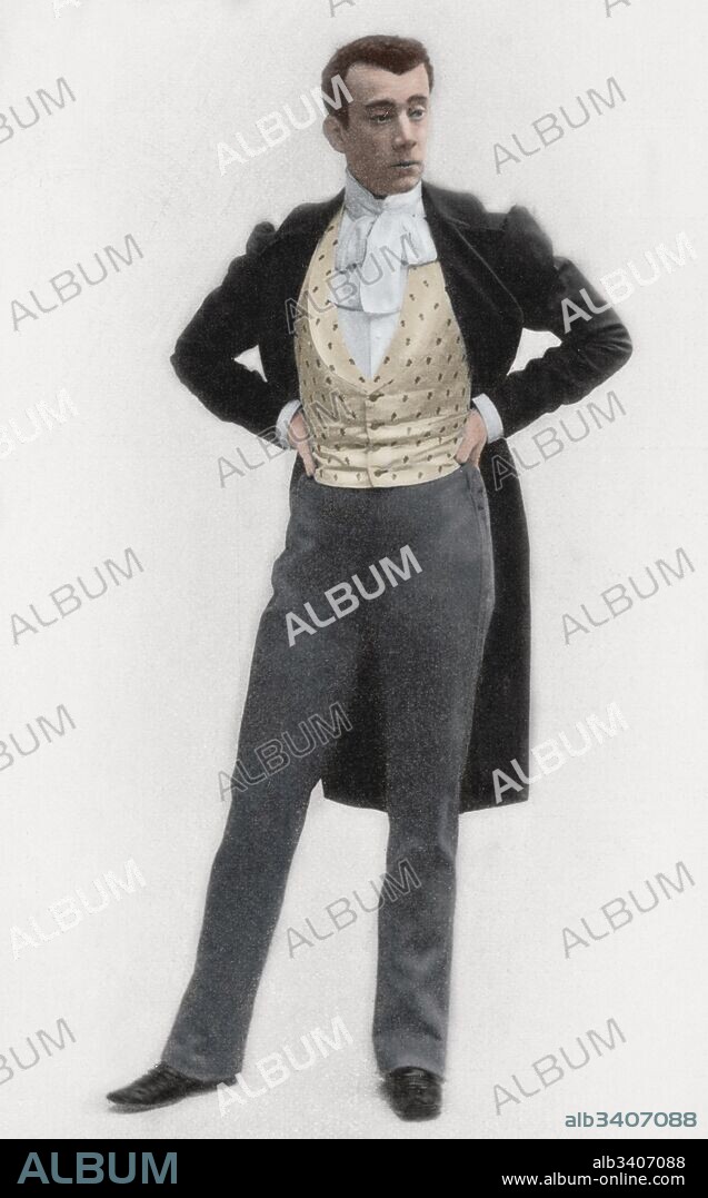 Fernando Díaz de Mendoza y Aguado (1862-1930). Empresario teatral, director y actor español. Grabado. La Ilustración Catalana, 1903. Coloreado.