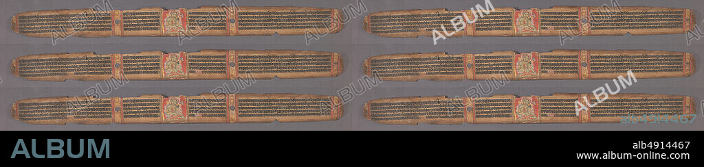 Green Tara, Leaf from a dispersed Ashtasahasrika Prajnaparamita (Perfection of Wisdom) Manuscript, India (Bihar or West Bengal), Pala period, Date 12th century, India (Bihar or West Bengal), Ink and color on palm leaf, Image: 2 in. × 21 7/8 in. (5.1 × 55.6 cm), Sheet: 22 × 28 in. (55.9 × 71.1 cm), Paintings.