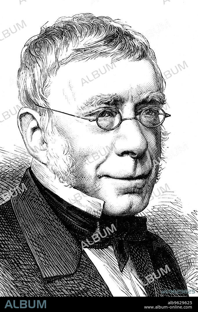 George Biddell Airy (1801-1892), English astronomer and geophysicist, 1892. Airy was Astronomer Royal and director of the Royal Greenwich Observatory from 1835 to 1881. He initiated the efficient and accurate observation of stellar positions, published works on celestial mechanics and made discoveries in theoretical and practical optics. He reorganised the Greenwich Observatory and discovered errors in planetary theory in relation to the motion of the Earth and Venus. In geophysics Airy is best known for his calculation of the mean density of the Earth. He worked it out by using pendulums to ascertain the difference in the strength of gravity between locations at the bottom of a mine shaft of known depth and on the surface.