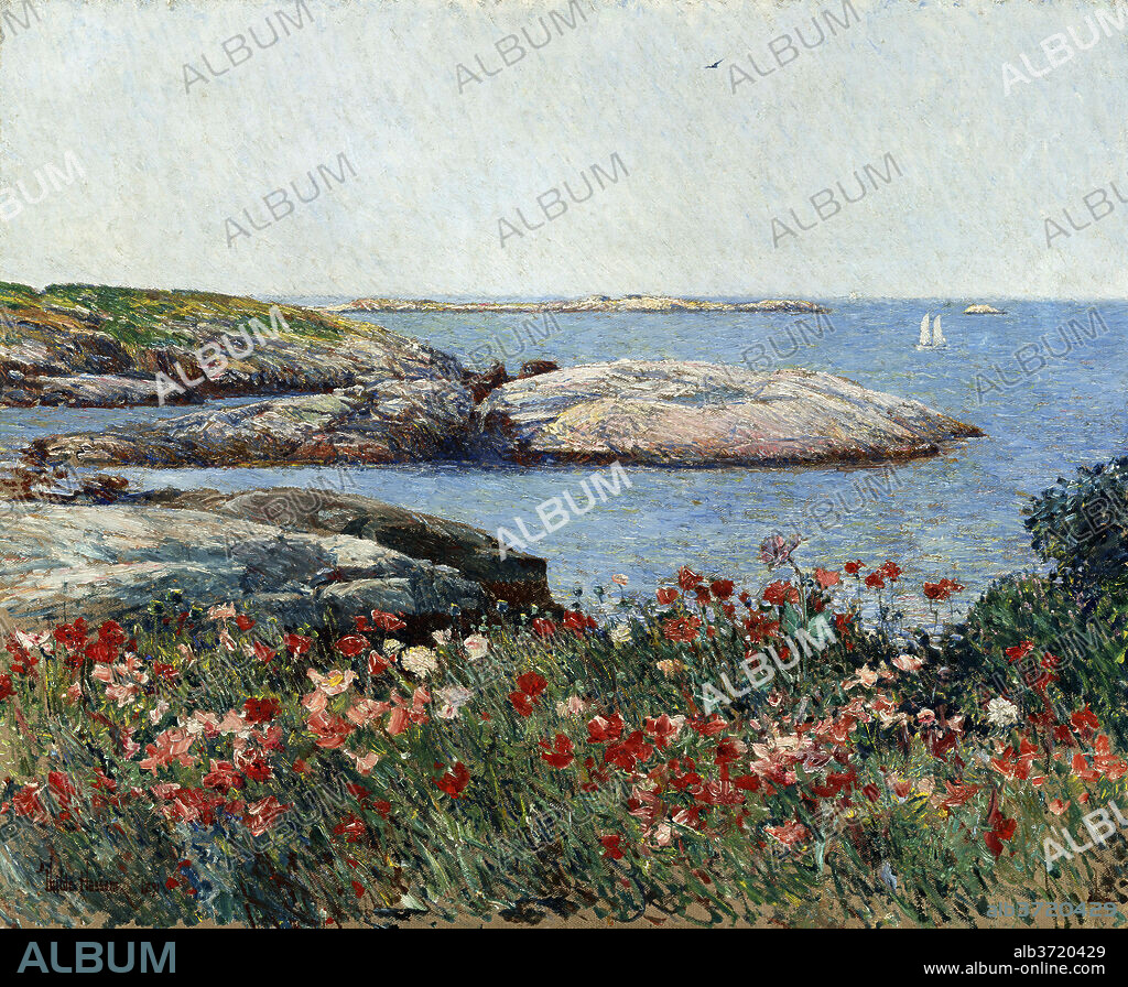 CHILDE HASSAM. Poppies, Isles of Shoals. Dated: 1891. Dimensions: overall: 50.2 x 61 cm (19 3/4 x 24 in.)  framed: 73.5 x 83.8 x 6.7 cm (28 15/16 x 33 x 2 5/8 in.). Medium: oil on canvas.