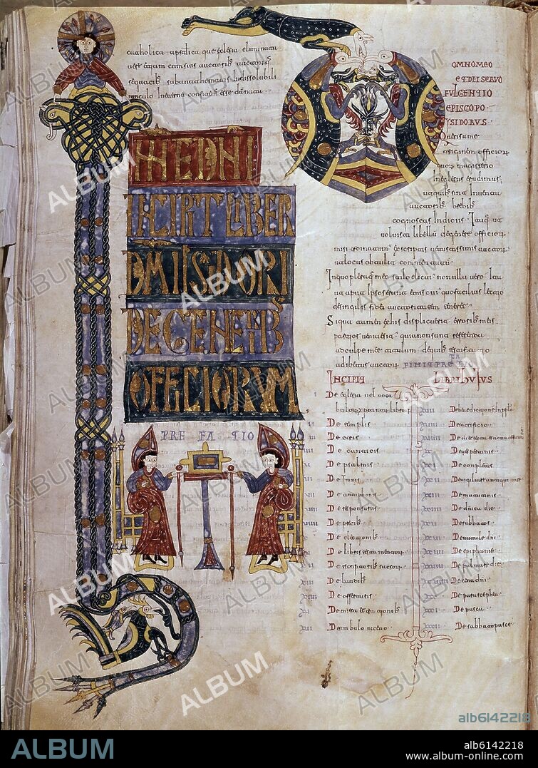 CODICE EMILIANENSE - MOZARABE - FOL 316V - MANUSCRITO DE UNA OBRA DE SAN ISIDORO.