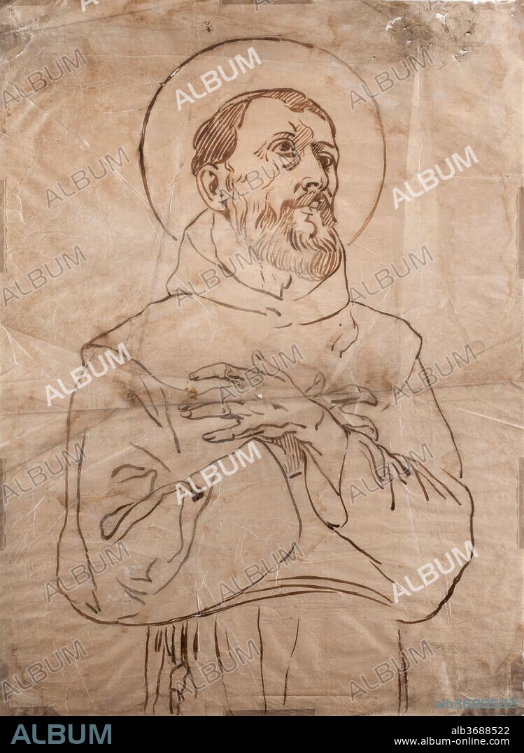 ANONIMO. Anónimo / "Estarcido de San Agustín", Hacia 1920, Dibujo a tinta sobre papel, 141 x 131 cm.