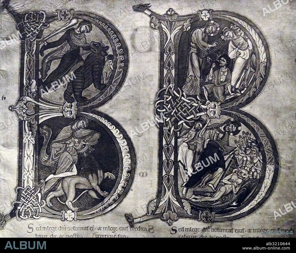 Part of the 12th Century Winchester Bible, a Romanesque illuminated manuscript produced in Winchester. Dated 12th Century.