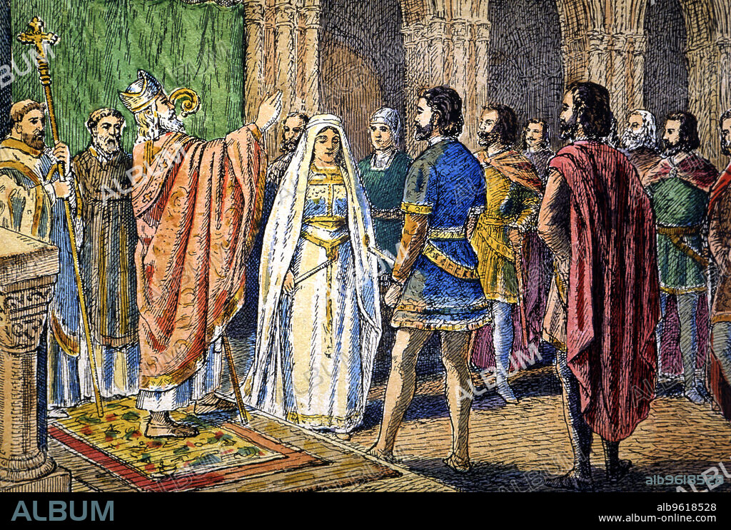 Marriage of Dona Sancha of Navarre and the Count of Lara and Castile Fernan Gonzalez, by 950.
