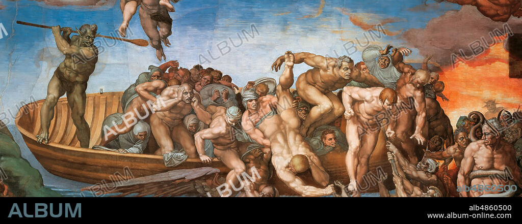 MICHELANGELO BUONARROTI. The Last Judgment (Fresco of the Sistine Chapel in the Vatican).