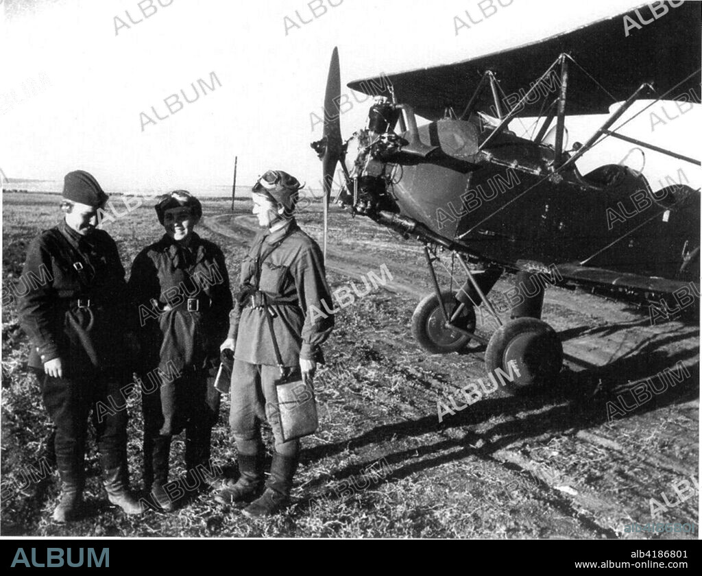 World War 2. Women pilots of the 588th Night Bomber Regiment (later renamed 46th Taman Guards Night Bomber Regiment). The Germans called them the 'Night Witches'. They flew Polikarpov Po-2 planes.
