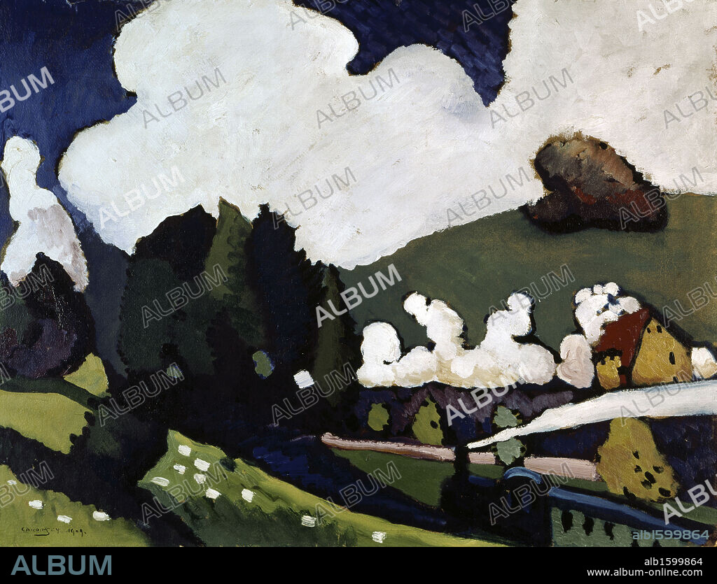 WASSILY KANDINSKY. Landscape near Murnau by Vasily Kandinsky, 1909, 1866-1944.