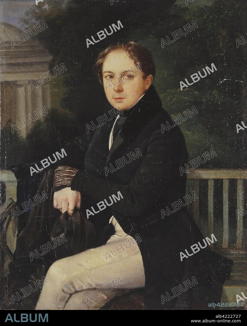 PIMEN ORLOV. 'Portrait of an Unknown Man, a Stroganov Family Descendant'. Russia, 1836. Dimensions: 31,2x25 cm.