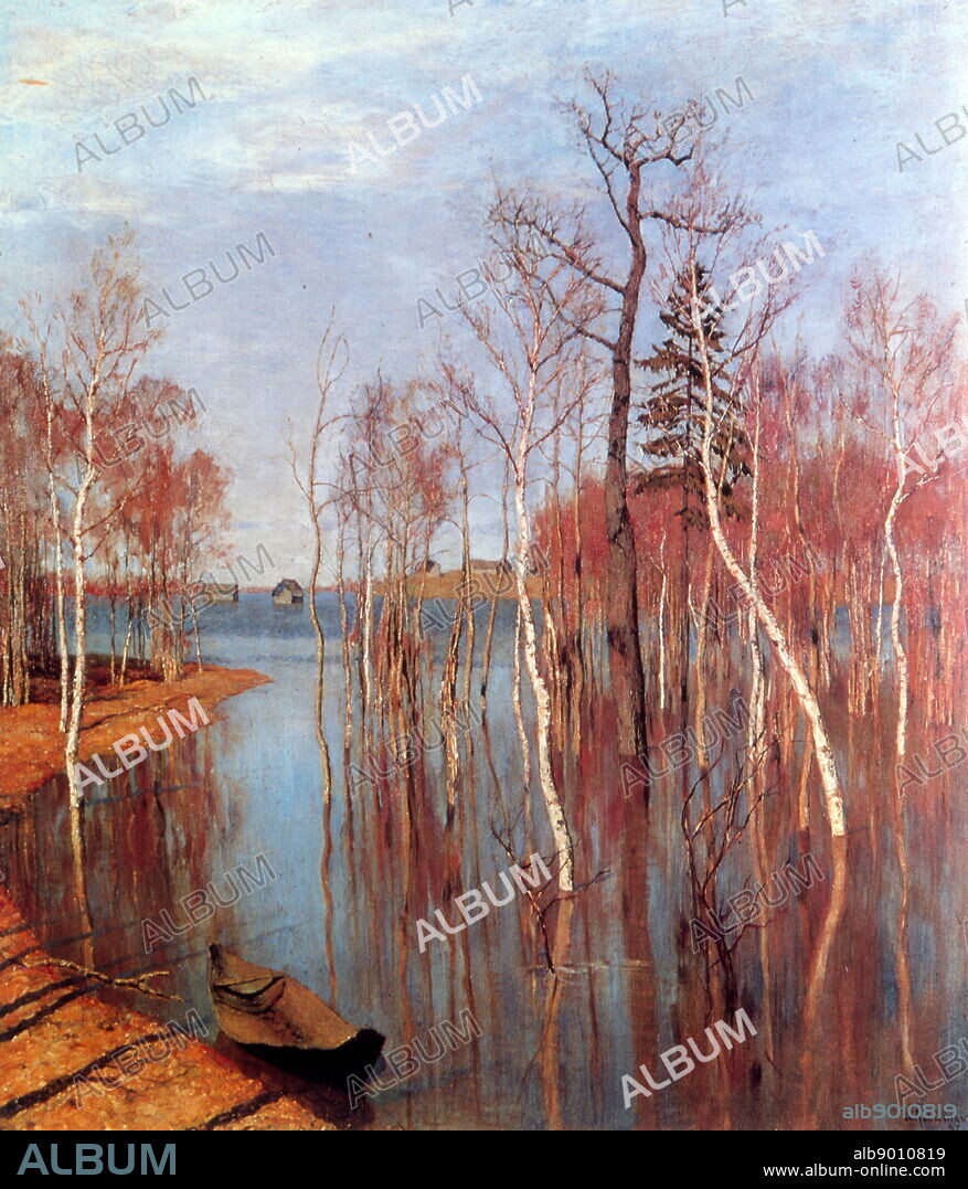 Spring Floods' 1897, painted by Isaac Ilyich Levitan (1860 - 1900); classical Russian landscape painter.