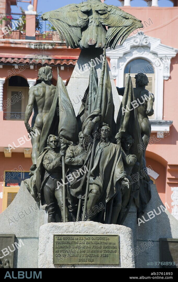 Statue in Park Bolivar, historical old town, UNESCO World Heritage Site, Panama City, Panama, Central America.