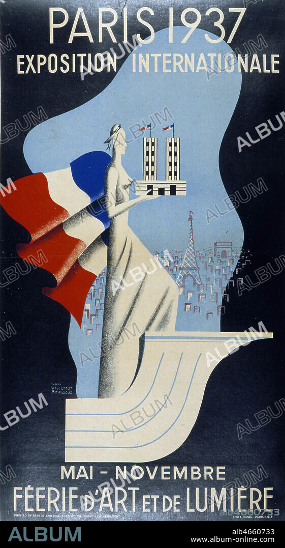Affiche pour l'Exposition coloniale de Paris de 1937, 'feerie d'art et de lumiere'. Credit : Collection Grob/KHARBINE-TAPABOR.