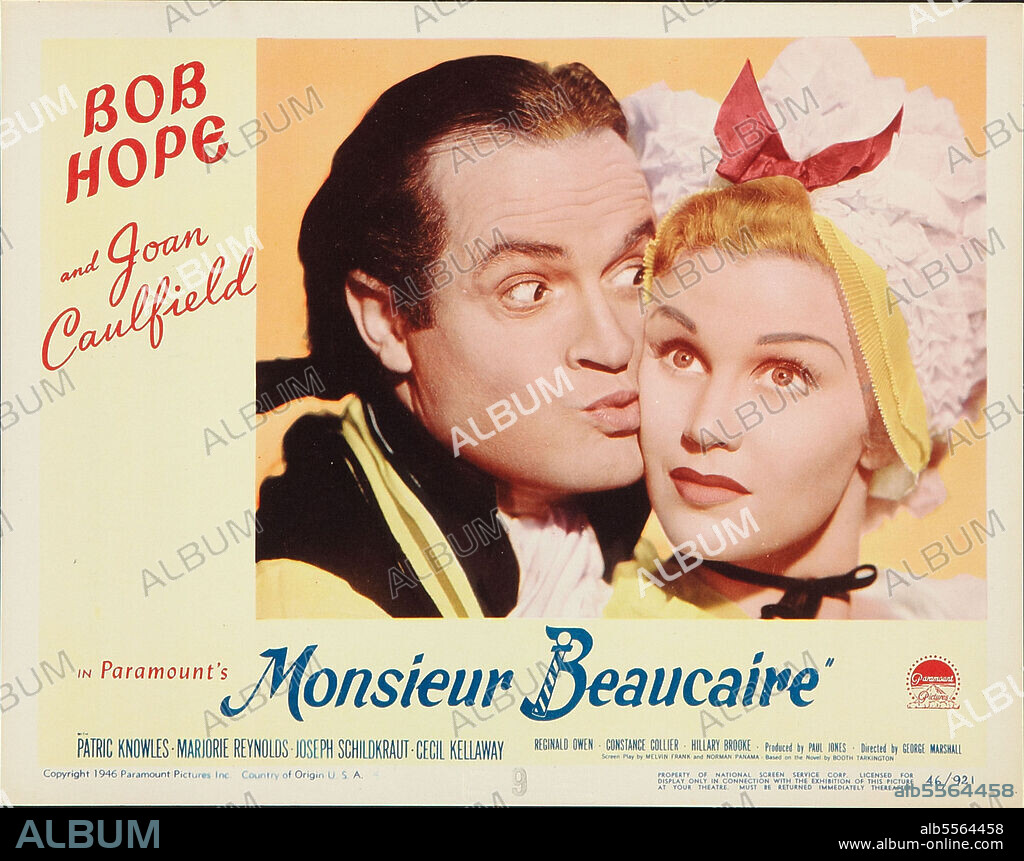 BOB HOPE and JOAN CAULFIELD in MONSIEUR BEAUCAIRE, 1946, directed by ALAN MARSHALL. Copyright PARAMOUNT PICTURES.
