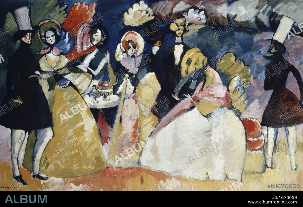 WASSILY KANDINSKY. Group in Crinolines by Vasily Kandinsky, 1866-1944, USA, New York City, Solomon R. Guggenheim Museum.