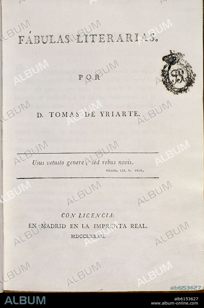 TOMAS IRIARTE (1750-1791). FABULAS LITERARIAS 1782.