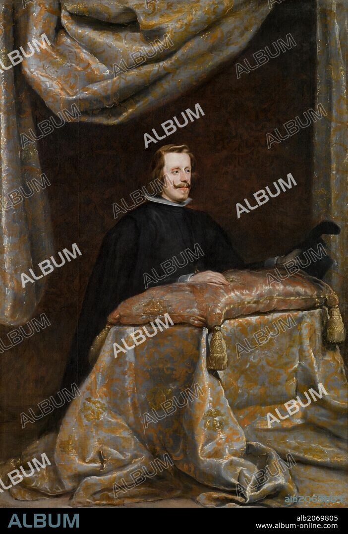DIEGO VELÁZQUEZ (taller). Diego Rodríguez de Silva y Velázquez (Taller de) / 'Felipe IV, orante', Hacia 1655, Escuela Española, Óleo sobre Lienzo, 209 cm x 147 cm, P01220.