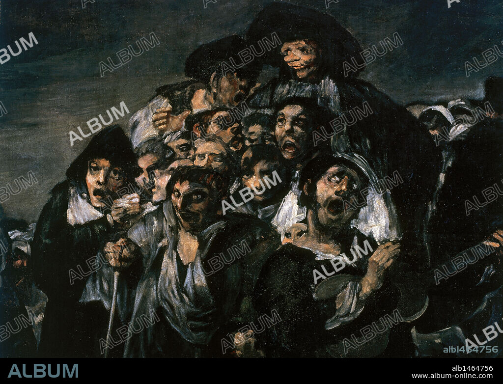 Francisco de Goya (1746-1828). Spanish romantic painter. A Pilgrimage to San Isidro. 1821-1823. Detail. Men singing with a guitarrist. Prado Museum. Madrid. Spain.