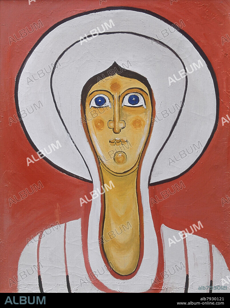 JUAN ANTONIO ORONOZ. LA VIRGEN MARIA - COPIA DE LAS PINTURAS DEL ABSIDE DE SAN CLEMENTE DE TAHULL.